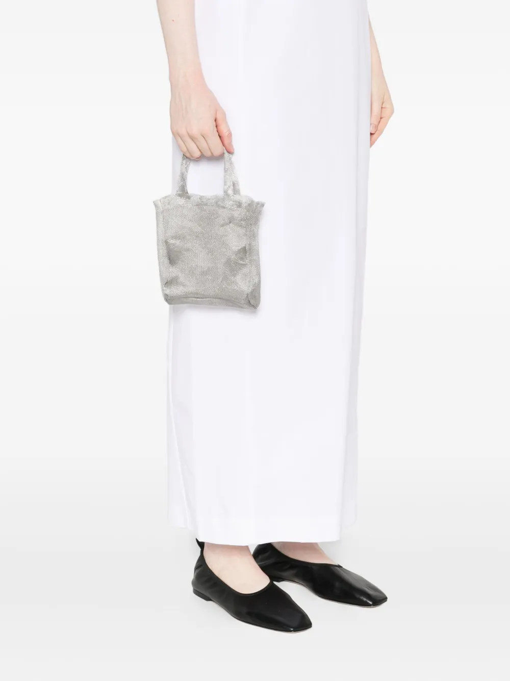 The Row Mini Imogen Mesh Tote Bag In Silver