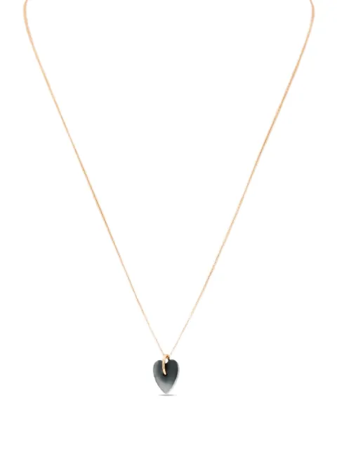 GINETTE NY 18K rose gold Angèle mini onyx heart necklace
