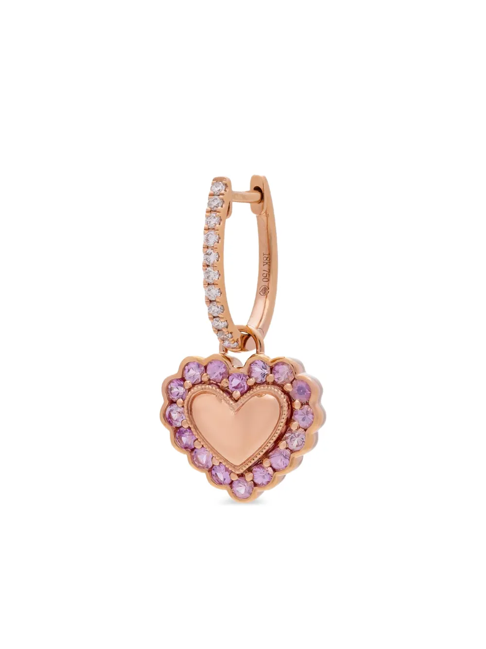 Kalthams Pavilion Jewellery 18K rose gold diamond and pink sapphire hoop earring | Image 2