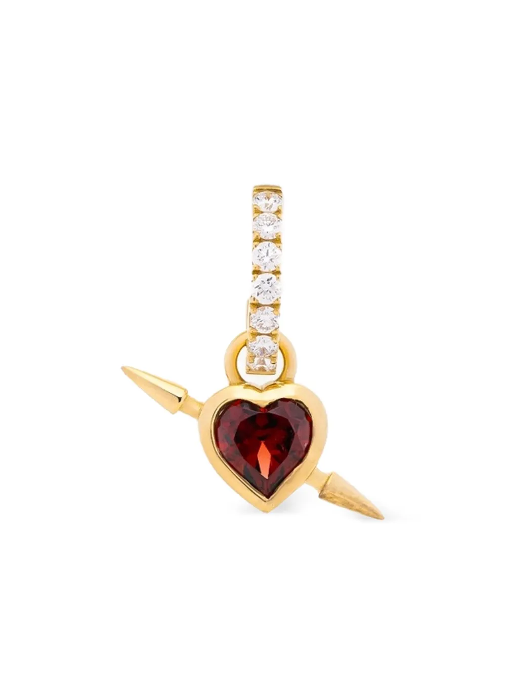 Maria Nilsdotter 18K yellow gold Rebel Heart diamond and garnet earring | Image 2