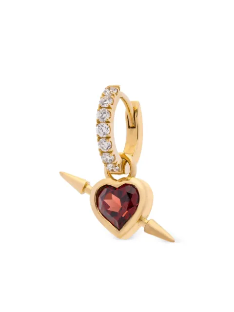 Maria Nilsdotter 18K yellow gold Rebel Heart diamond and garnet earring