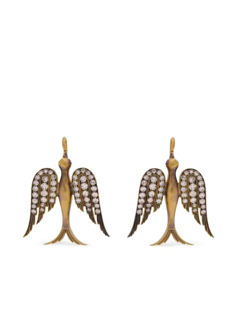 Sylva & Cie 18K yellow gold small Swallow diamond and ruby earring