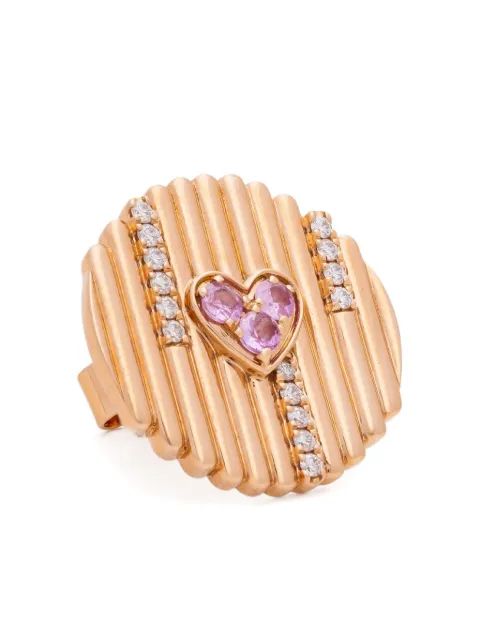 Kalthams Pavilion Jewellery 18K rose gold Heart diamond and sapphire earrings