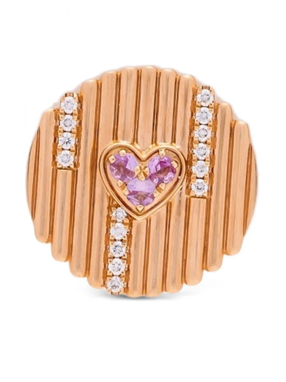 Kalthams Pavilion Jewellery 18K rose gold Heart diamond and sapphire earrings | Image 2