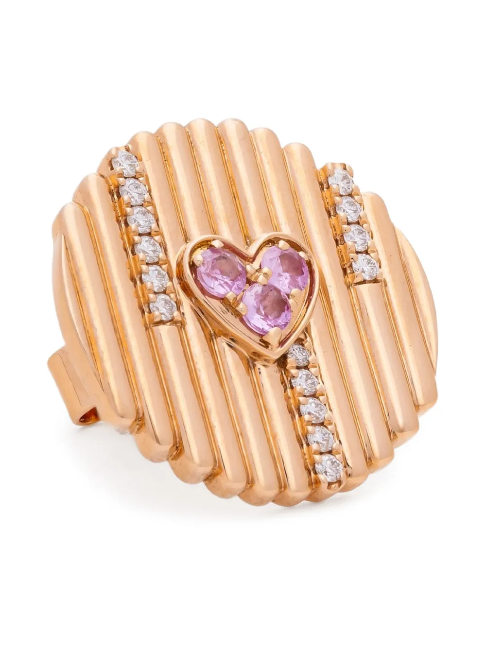 18K rose gold Heart diamond and sapphire earrings