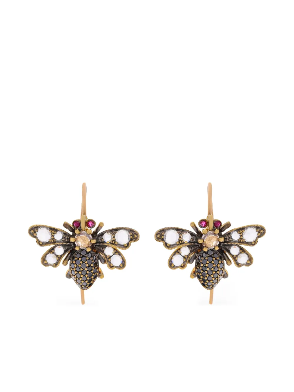 Sylva & Cie 18K yellow gold Bee diamond and ruby earrings | Gold | Image 1