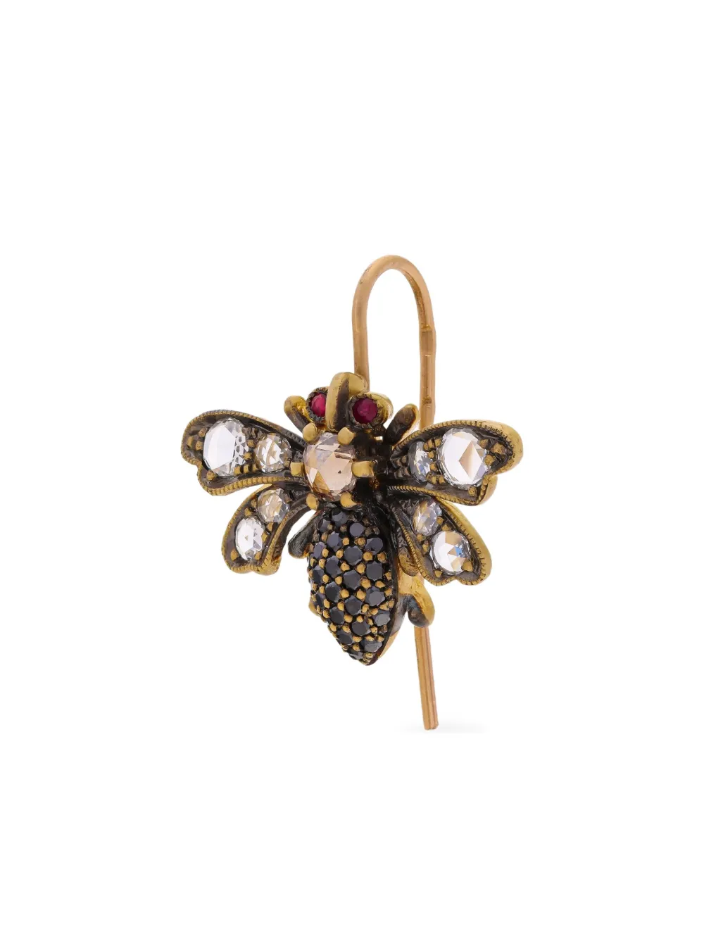 Sylva & Cie 18K yellow gold Bee diamond and ruby earrings | Image 2
