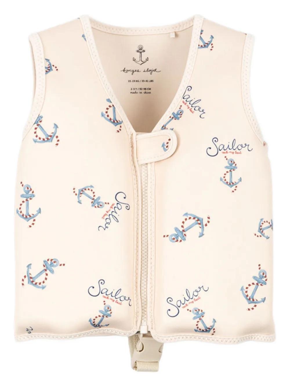 Konges Sløjd anchor-print zip-up float vest | Neutrals | Image 1