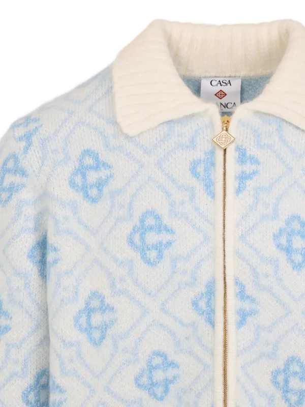 Casablanca Monogram zip-up Cardigan | ブルー | FARFETCH JP