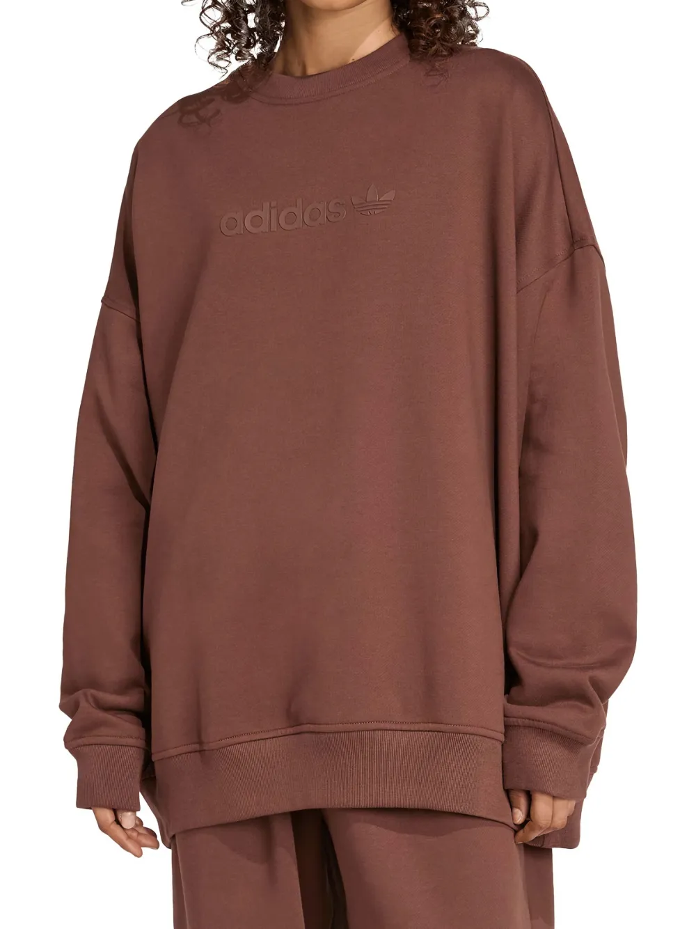 Adidas Originals Essentials Printed-logo Sweatshirt In Brown