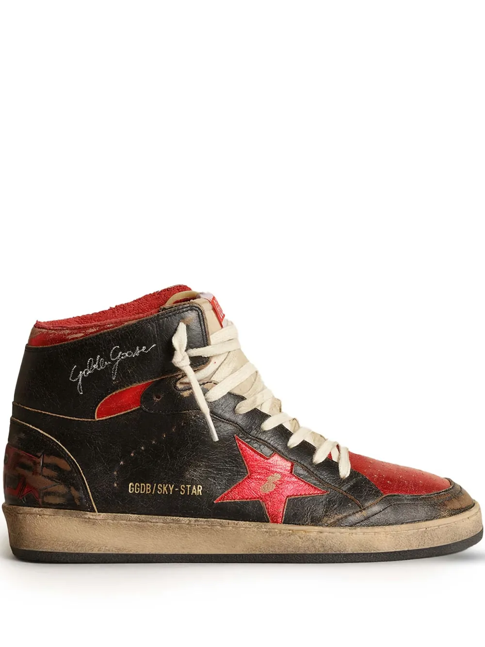 Golden Goose Sky Star leather high-top sneakers Black