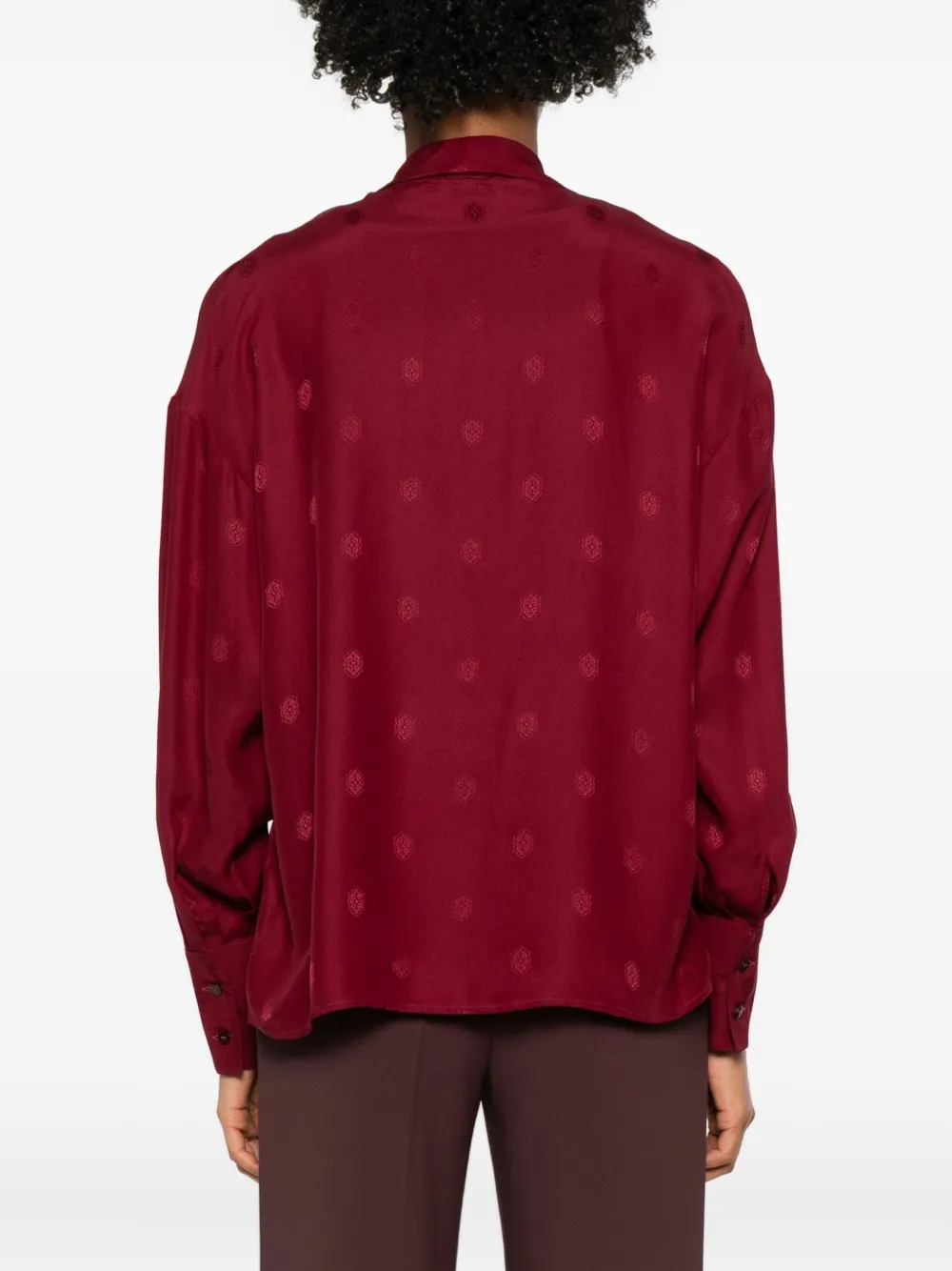 Etro Dotted-print Tie-neck Blouse In Red