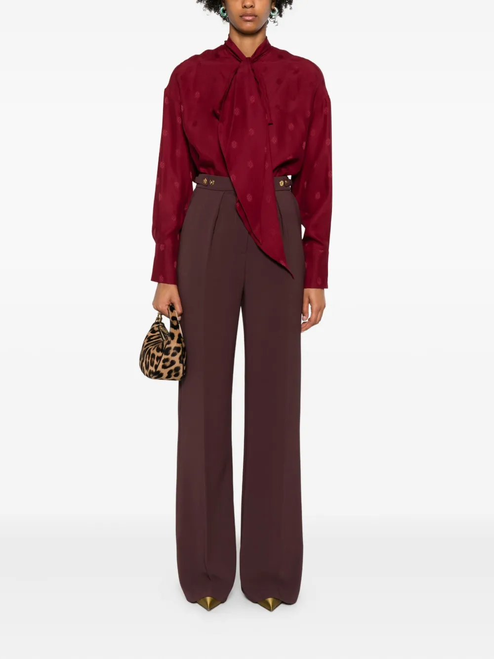 ETRO Blouse met stippen en gestrikte hals - Rood