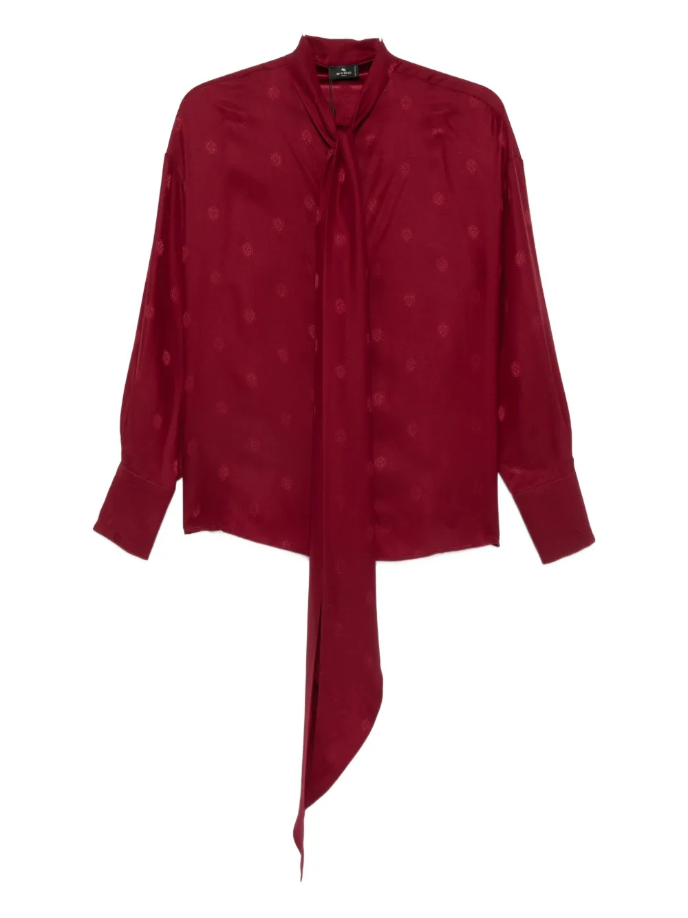 Etro Dotted-print Tie-neck Blouse In Red