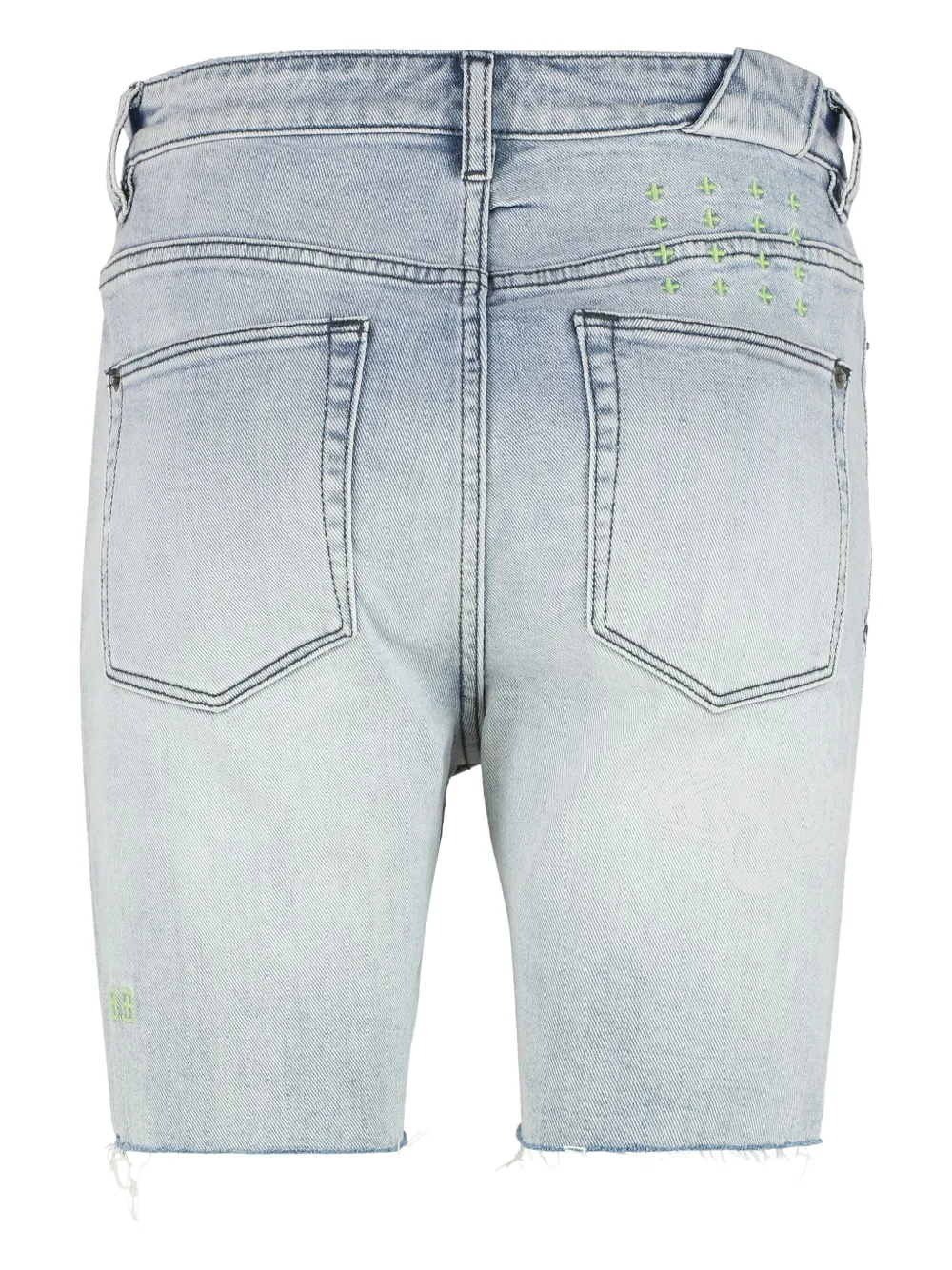 Ksubi frayed-hem button denim shorts Blauw