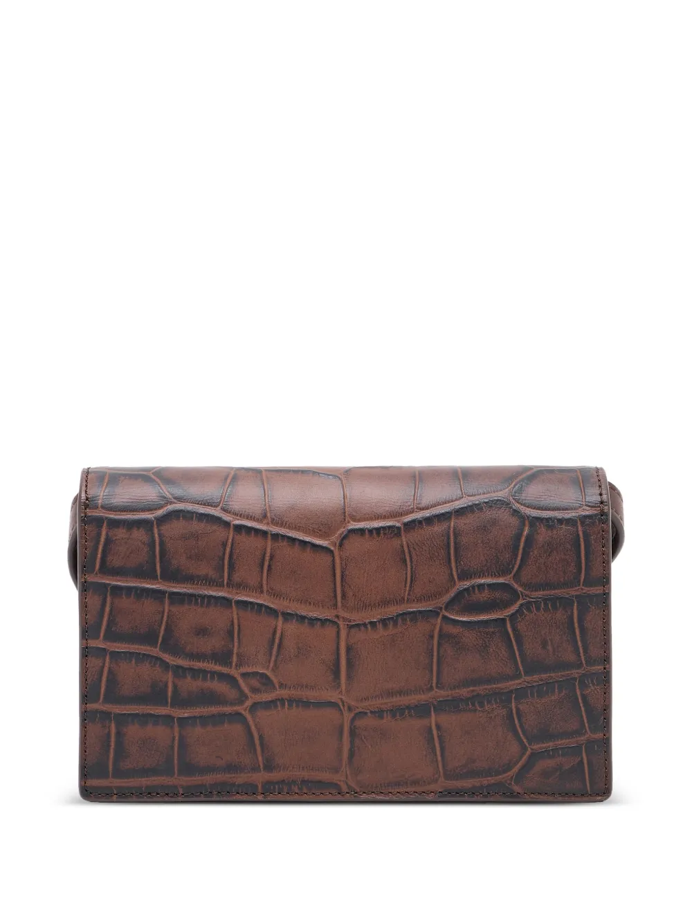 Emporio Armani Leren schoudertas met krokodillen-reliëf - Bruin