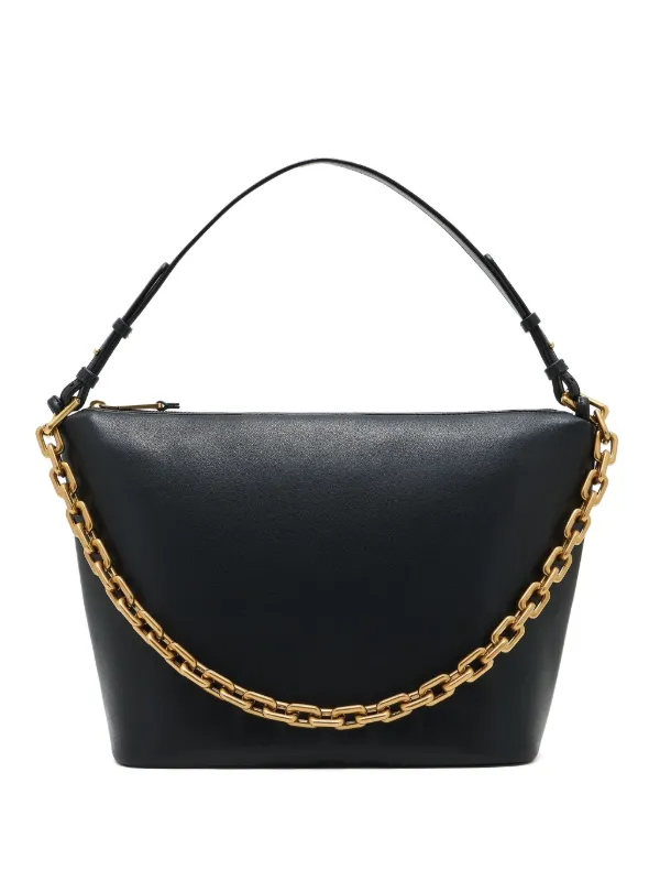 Emporio Armani Medium Leather Bag with Chain in Black