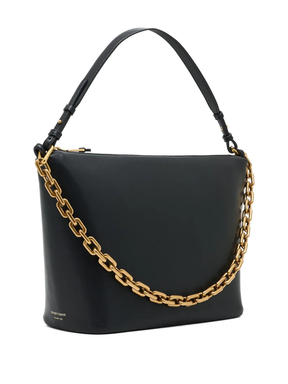 Emporio Armani Medium leren shopper Zwart