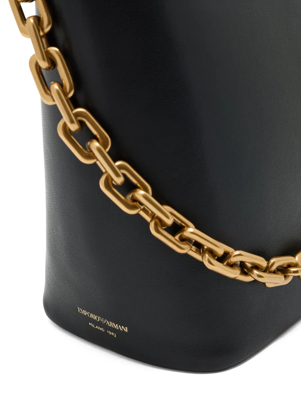 Emporio Armani Medium leren shopper Zwart