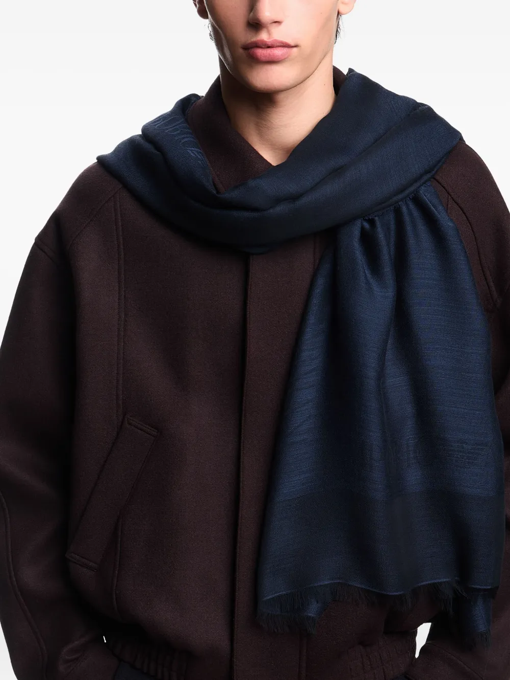 Emporio Armani Sjaal met logo-jacquard Blauw