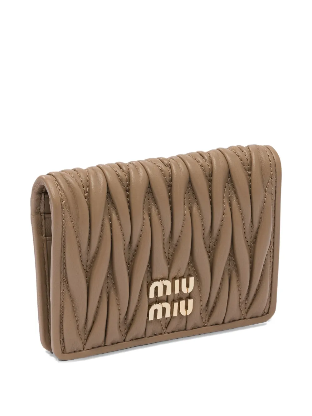 Miu Portemonnee met logo en textuur Bruin