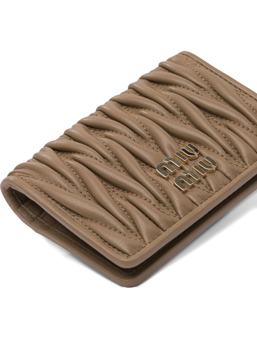 Miu Portemonnee met logo en textuur Bruin