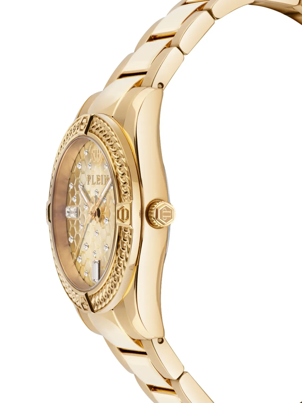 Philipp Plein Plein Icon Chain Crystal Watch In Gold