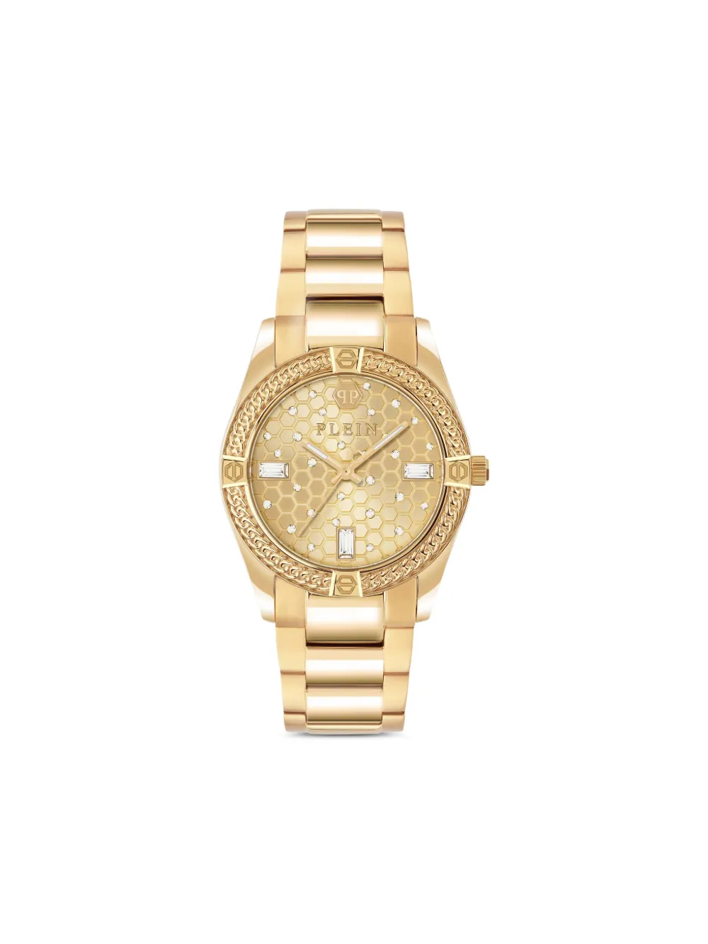 Philipp Plein Plein Icon Chain Crystal Watch In Gold