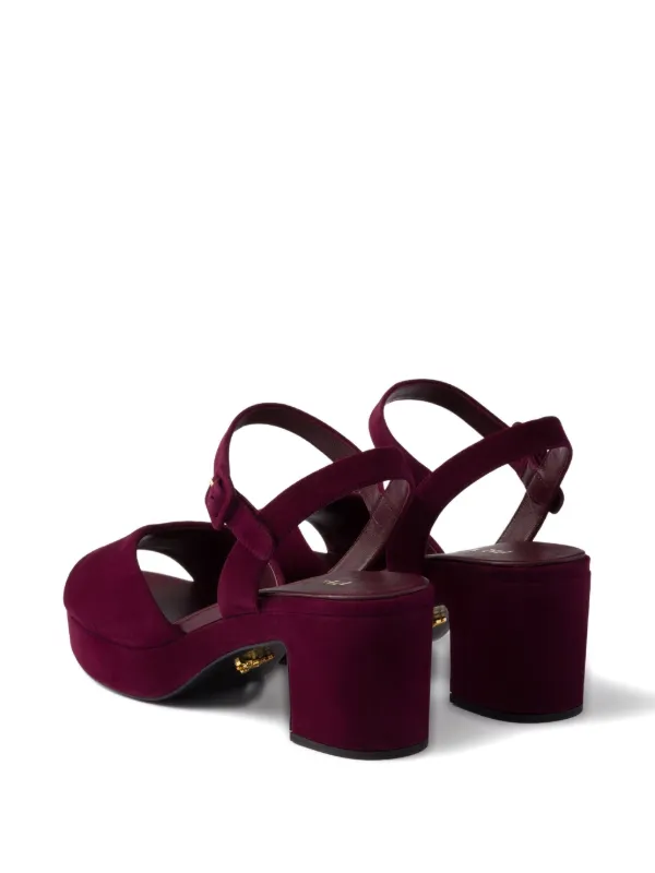 Prada Padded Suede Sandals | Red | FARFETCH