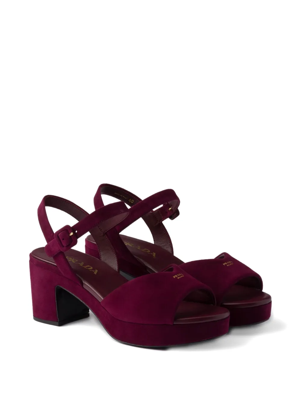 Prada 65mm buckle-strap platform sandals Red