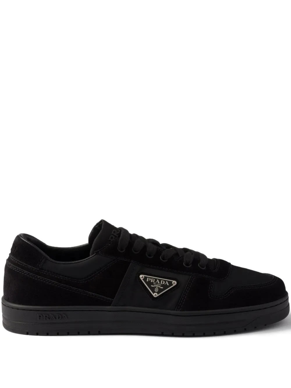 Prada Sneakers Downtown in pelle scamosciata con logo triangolo - Nero