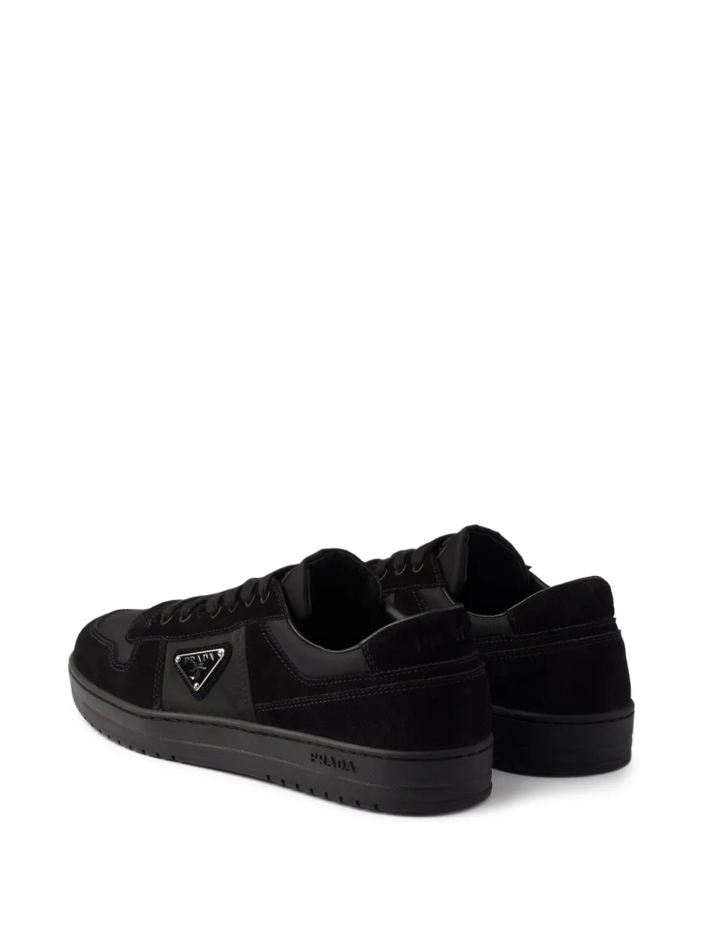 Prada Downtown suède sneakers met logo Zwart