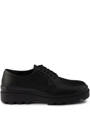 Prada Brushed Leather lace-up Shoes | Black | FARFETCH