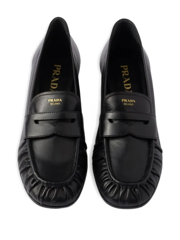 PRADA ブラックレザー ローファー 25cm Prada レザーローファー | ブラック | FARFETCH JP