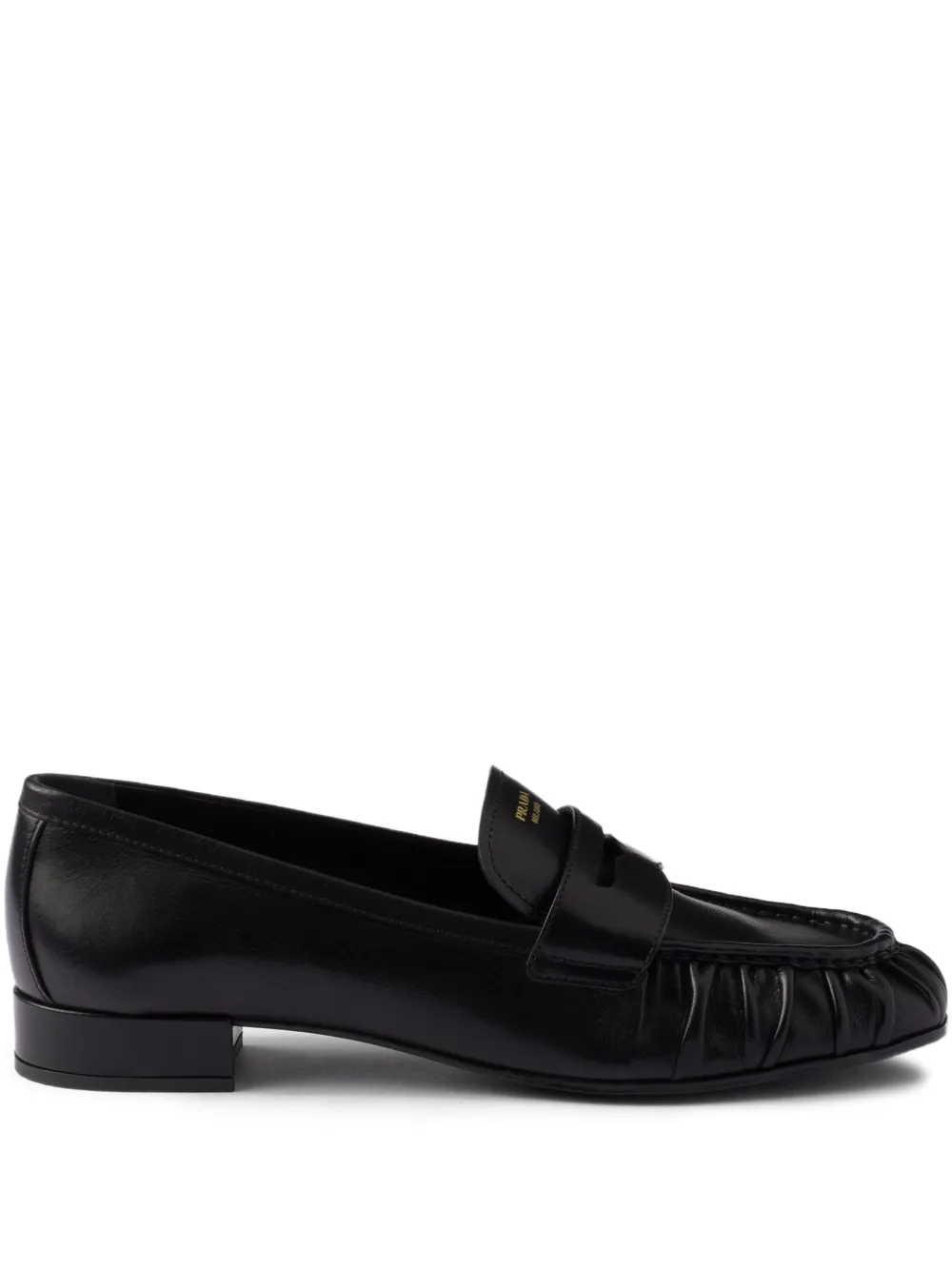Prada pleated leather loafers Black