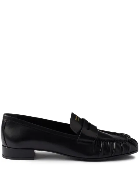 Prada pleated leather loafers