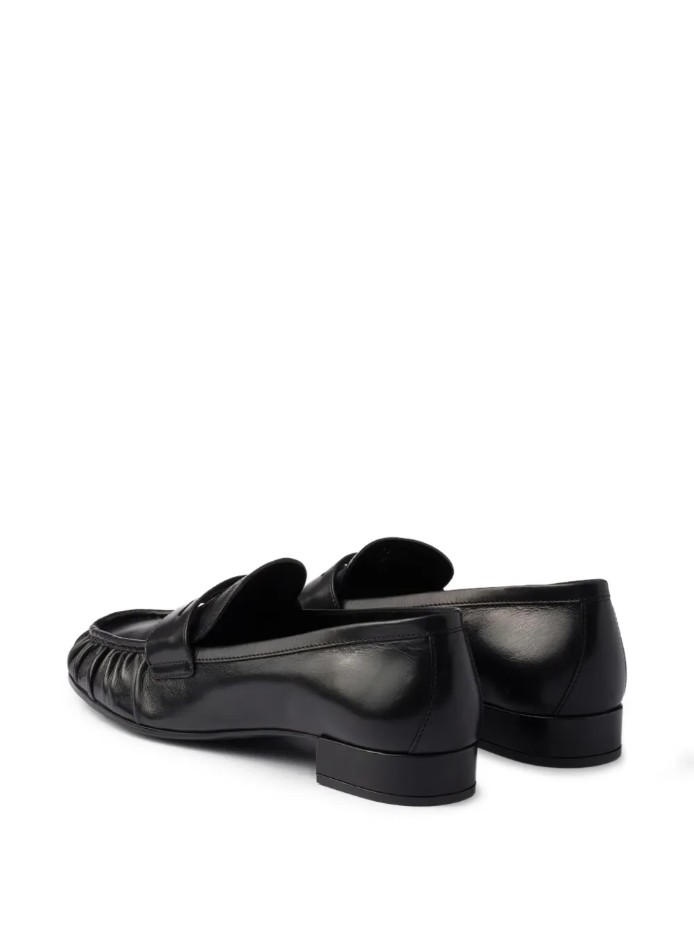 Prada pleated leather loafers Black