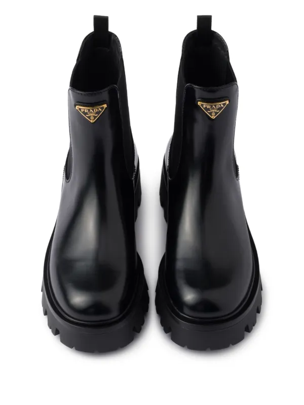 Prada 55mm triangle-logo Chelsea Boots | Black | FARFETCH