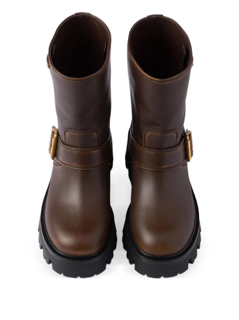 Prada Buckle-fastening Platform Boots In Brown