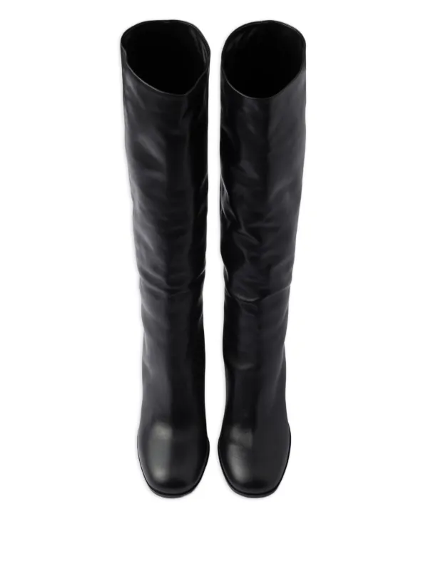 Prada Heeled Leather Boots | Black | FARFETCH
