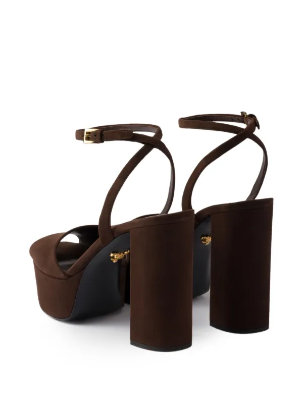 Prada Suede Platform Sandals | Brown | FARFETCH RO