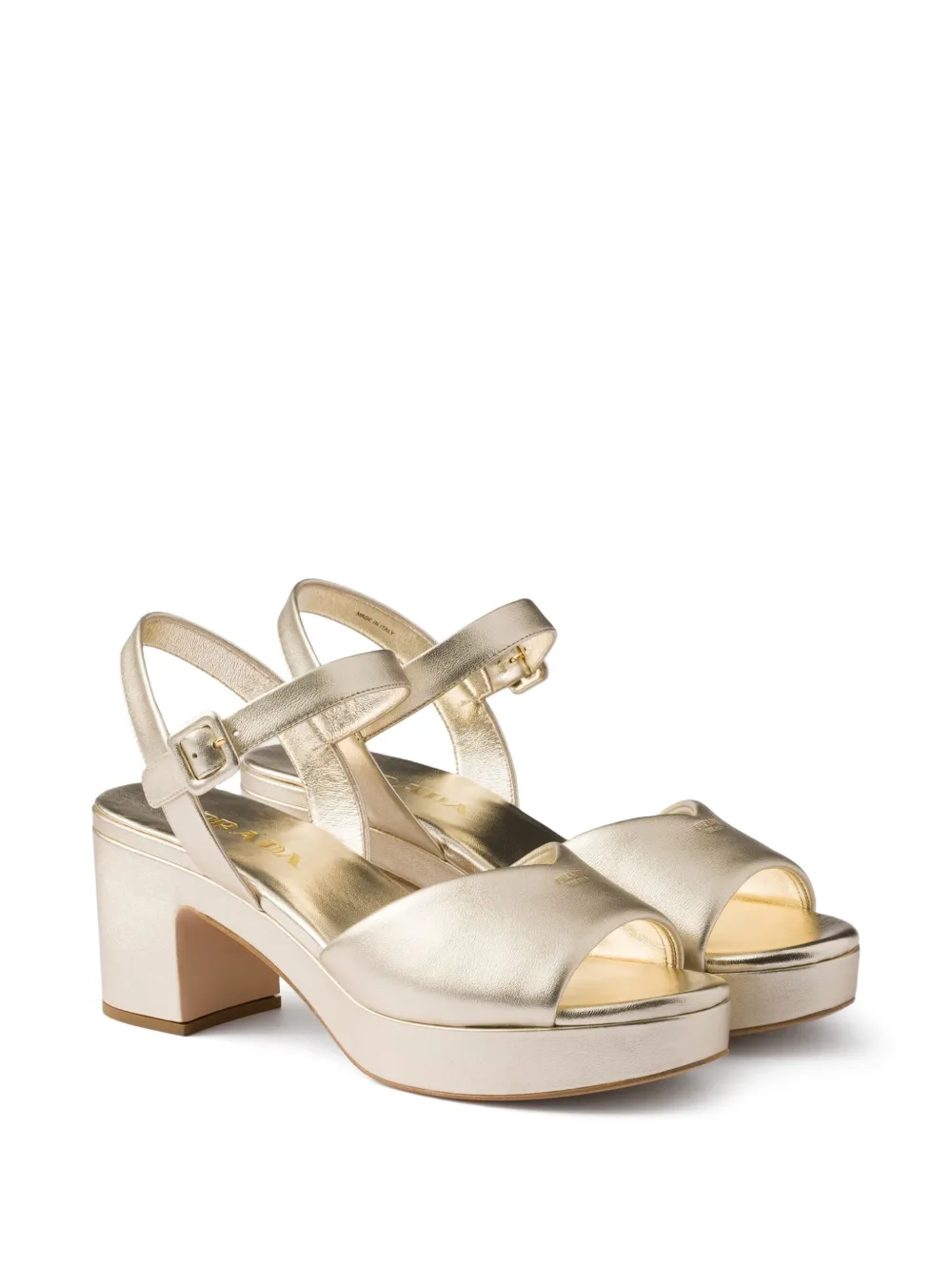 Prada 65mm buckle-strap platform sandals Gold