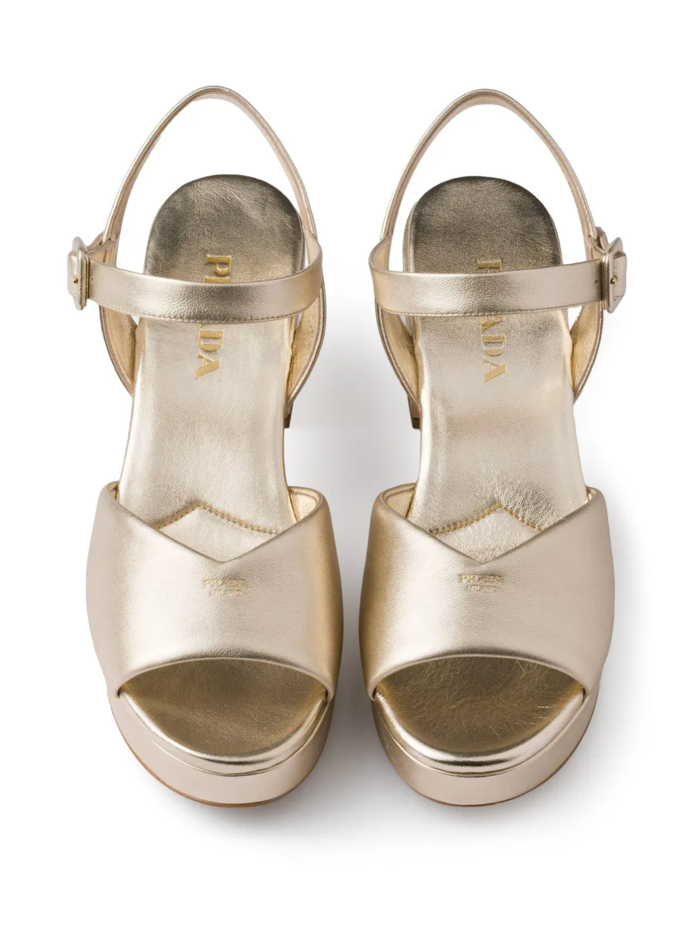 Prada 65mm buckle-strap platform sandals Gold