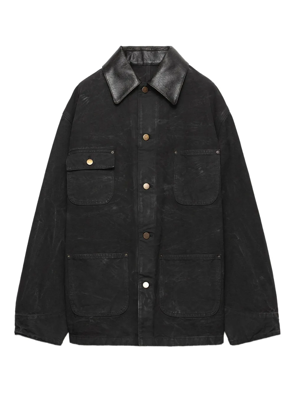 Prada Katoenen jack met leren kraag Zwart
