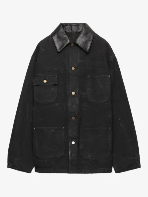 Prada leather-collar cotton jacket