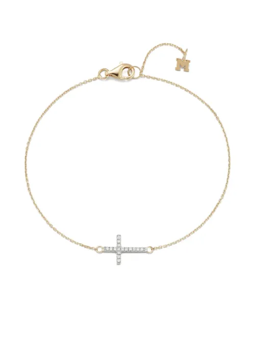 Bracelet Cross en jaune 14ct pavé de diamants - Mateo - Modalova