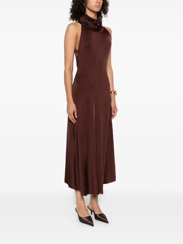high-neck pleated belted midi dress by victoria beckham Victoria Beckham High-neck Dress