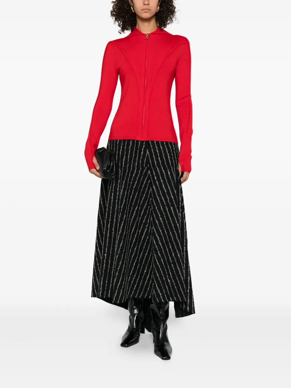Victoria Beckham zip-front panelled cardigan Rood