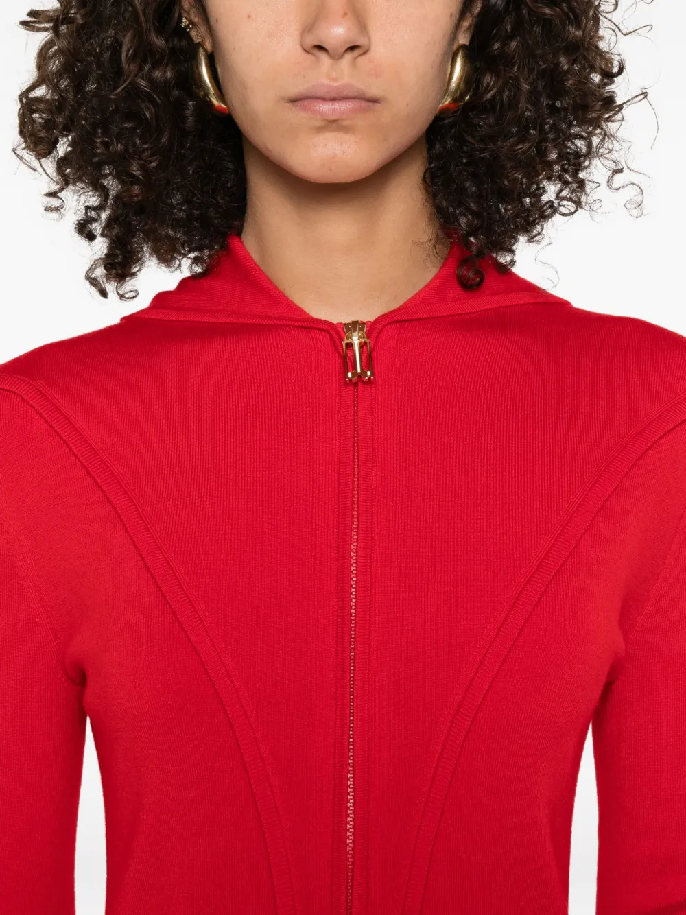 Victoria Beckham zip-front panelled cardigan Rood
