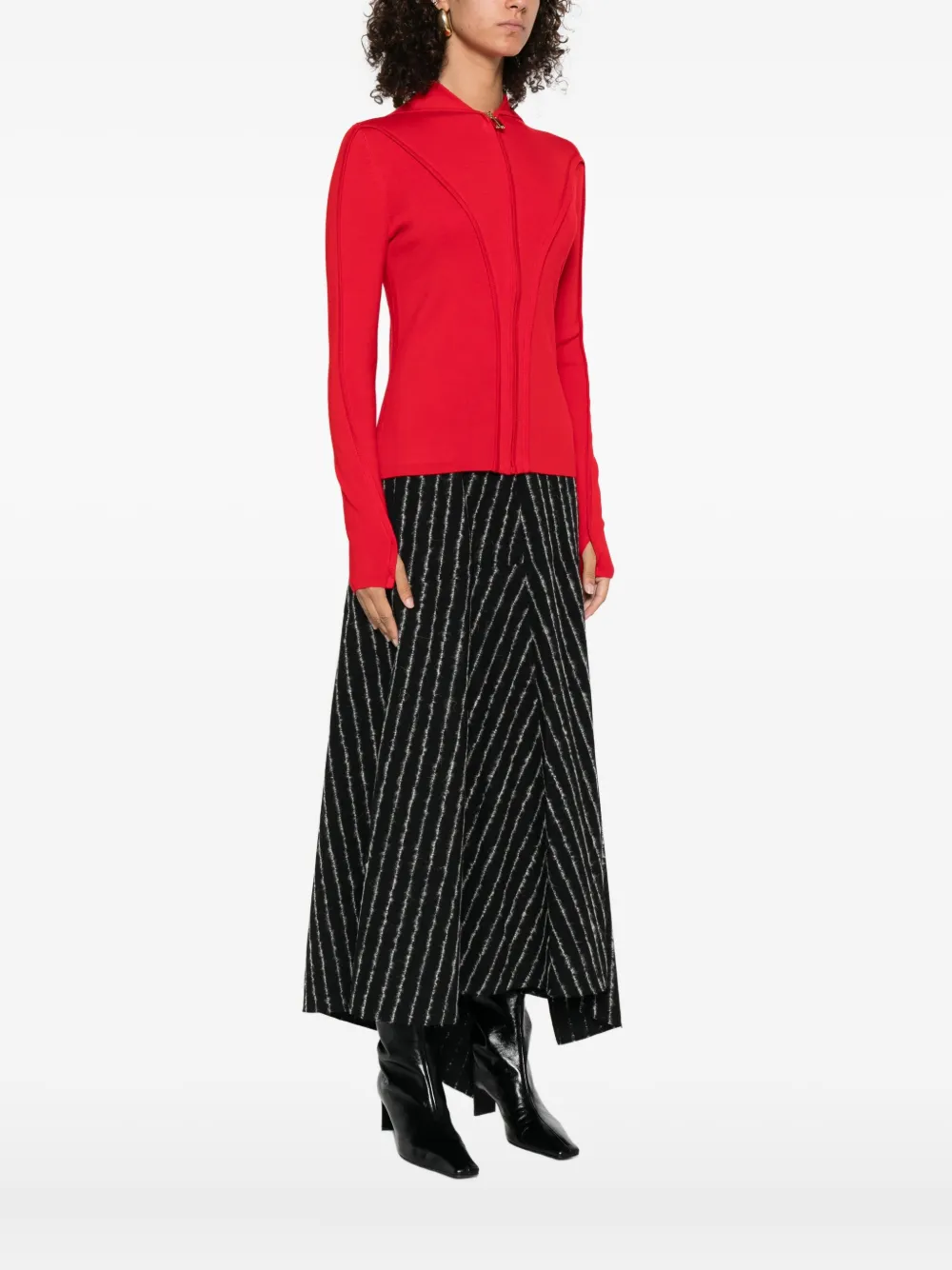 Victoria Beckham zip-front panelled cardigan Rood